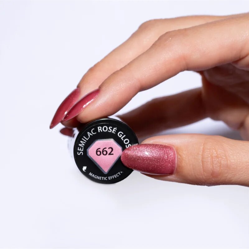 Semilac UV Hybrid Gloss GALA gel lak za nohte z uporabo UV/LED lučke odtenek 662 Rosé Gloss 7 ml