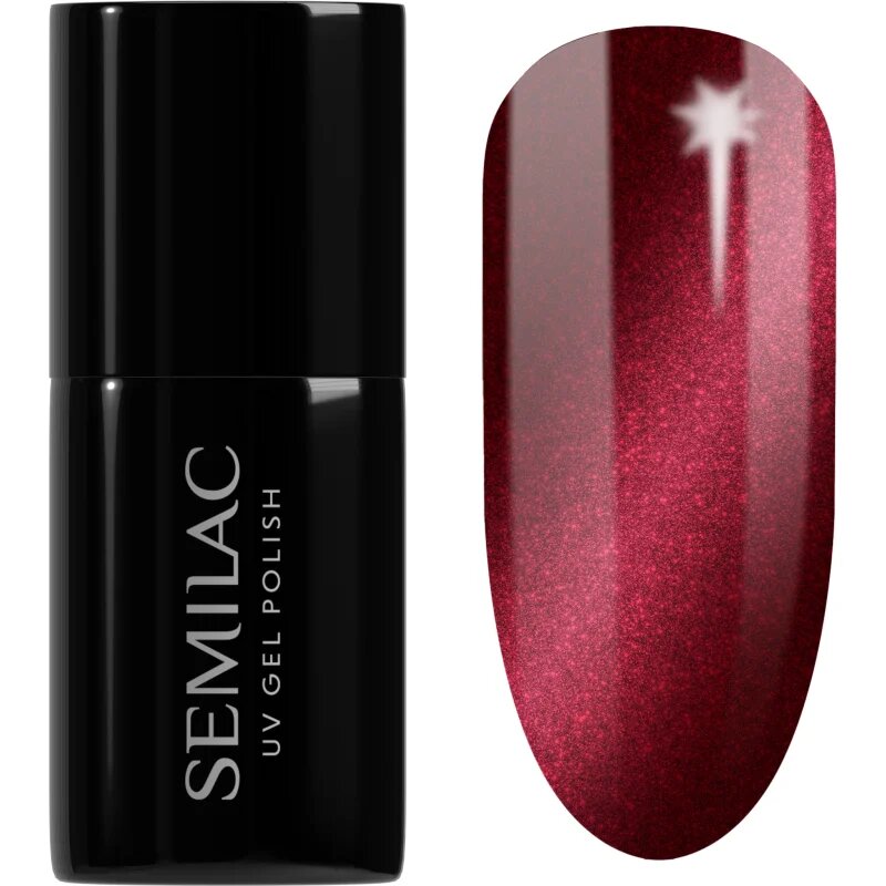 Semilac UV Hybrid Silk Effect gel lak za nohte z uporabo UV/LED lučke odtenek 467 Red Candle Flash 7 ml