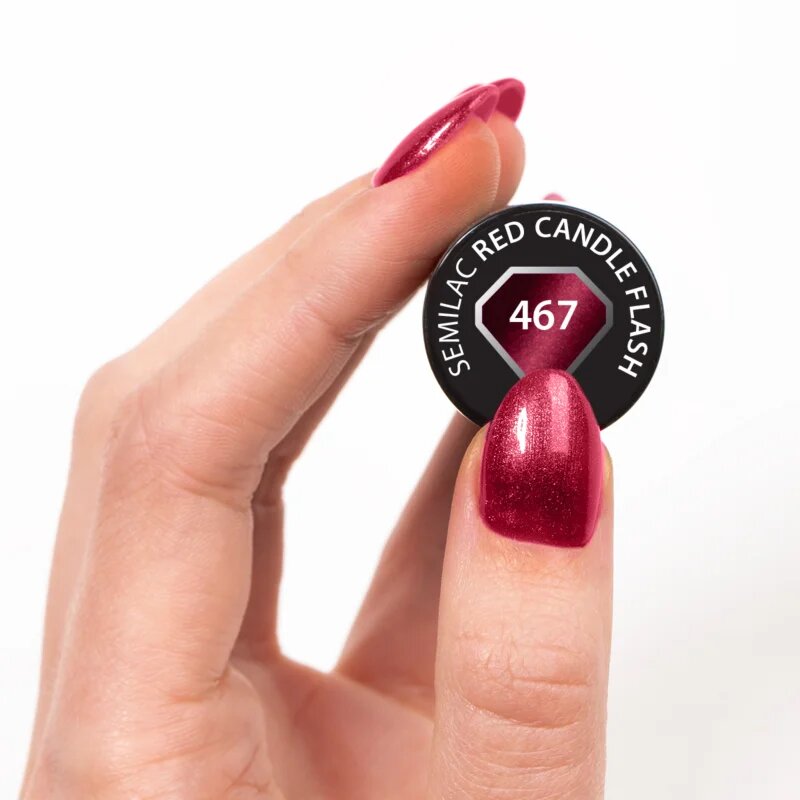 Semilac UV Hybrid Silk Effect gel lak za nohte z uporabo UV/LED lučke odtenek 467 Red Candle Flash 7 ml