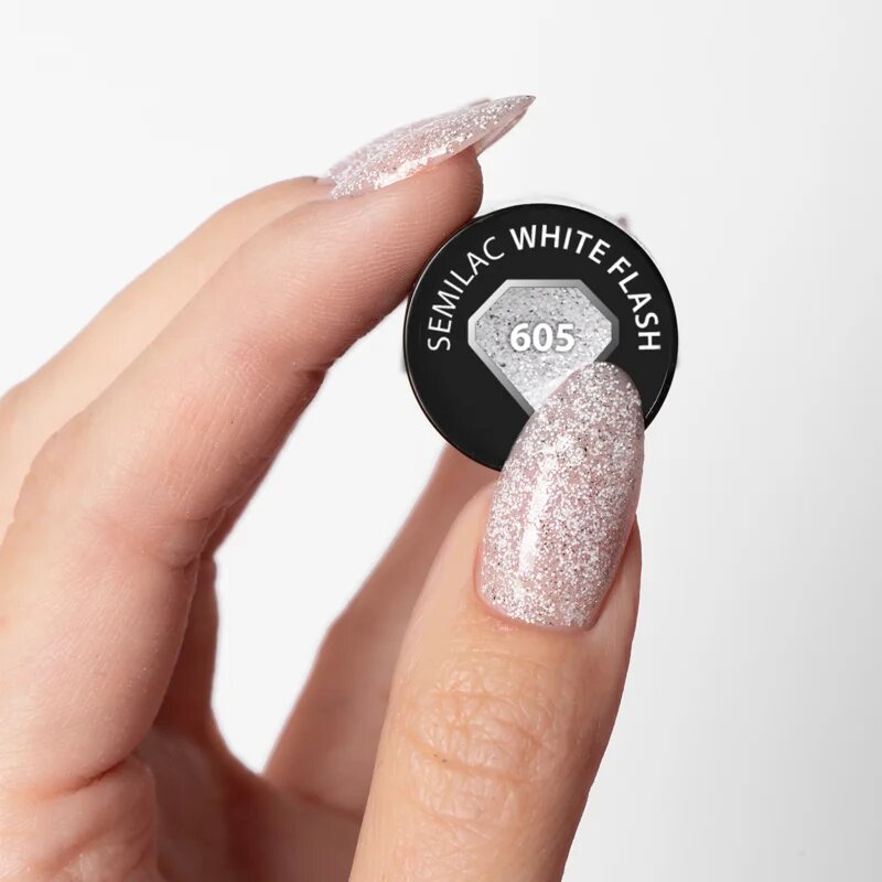 Semilac UV Hybrid Winter Collection gel lak za nohte z uporabo UV/LED lučke odtenek 605 White Flash 7 ml
