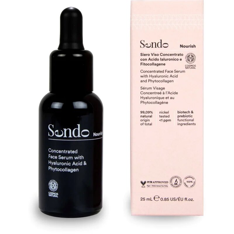 Sendo Nourish Concentrated Face Serum with Hyaluronic Acid & Phytocollagen koncentrat s hialuronsko kislino in fitokolagenom 25 ml