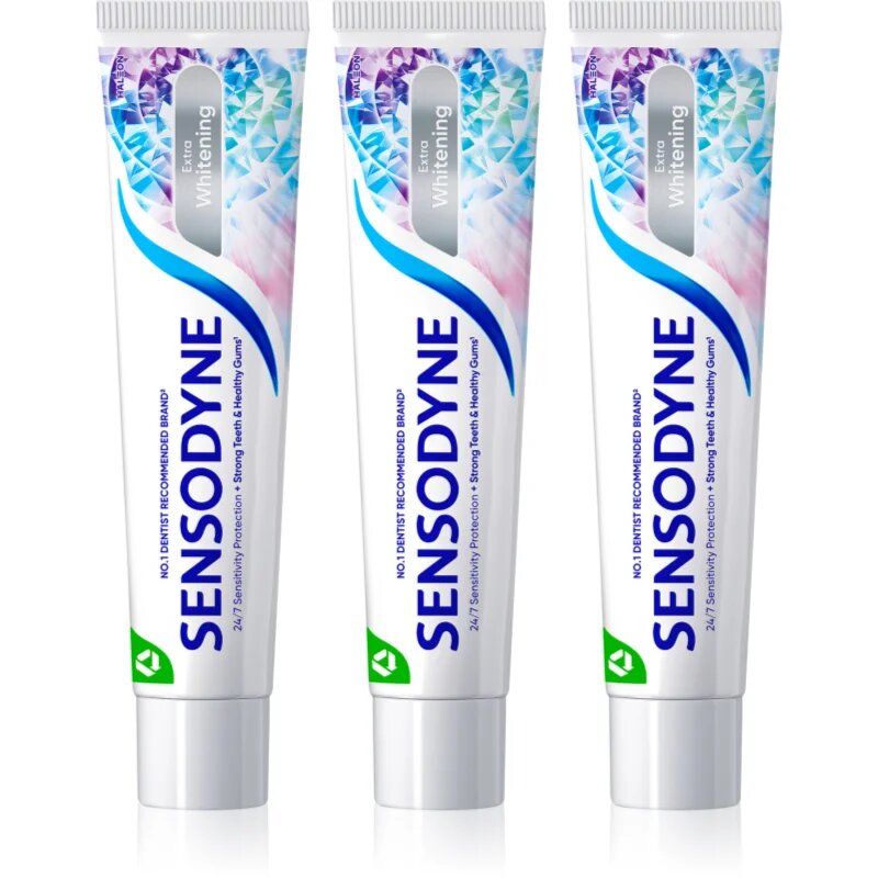 Sensodyne Extra Whitening belilna zobna pasta s fluoridom za občutljive zobe 3x75 ml