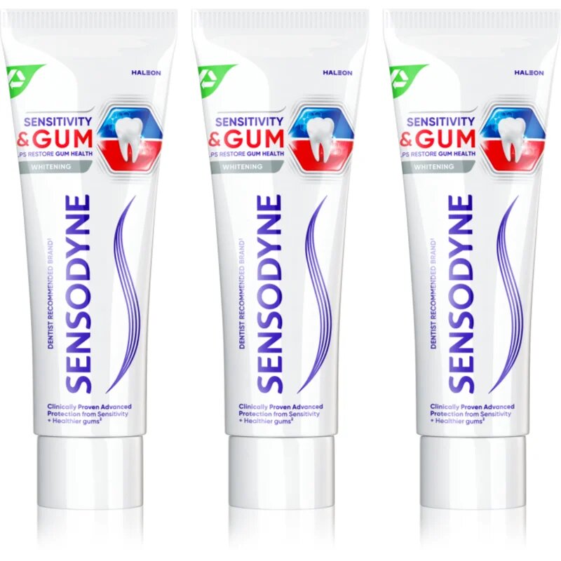 Sensodyne Sensitivity & Gum Whitening zobna pasta za beljenje zob za zaščito zob in dlesni 3x75 ml
