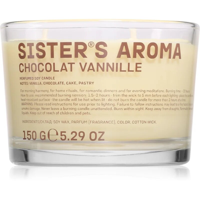 Sister's Aroma Chocolat Vannille dišeča sveča 150 g