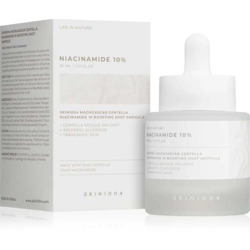 SKIN1004 Lab In Nature Niacinamide 10% Boosting Shot Ampoule regeneracijski in posvetlitveni serum z vlažilnim učinkom 30 ml