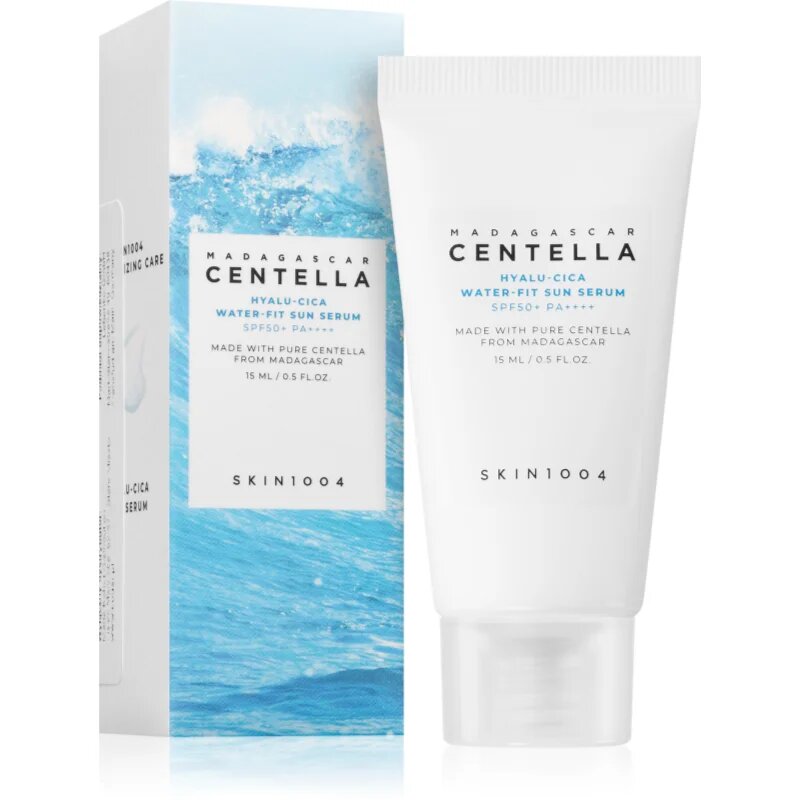 SKIN1004 Madagascar Centella Hyalu-Cica Water-Fit Sun Serum zaščitni serum z vlažilnim učinkom SPF 50+ 15 ml