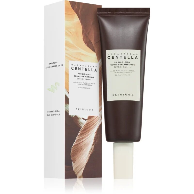 SKIN1004 Madagascar Centella Probio-Cica Glow Sun Ampoule zaščitni serum za obnovo kožne pregrade SPF 50+ 50 ml