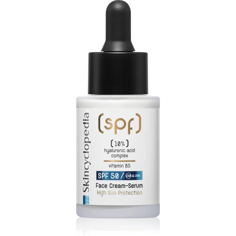Skincyclopedia 10% Hyaluronic Acid Complex + Vitamin B5 kremasti serum SPF 50 30 ml