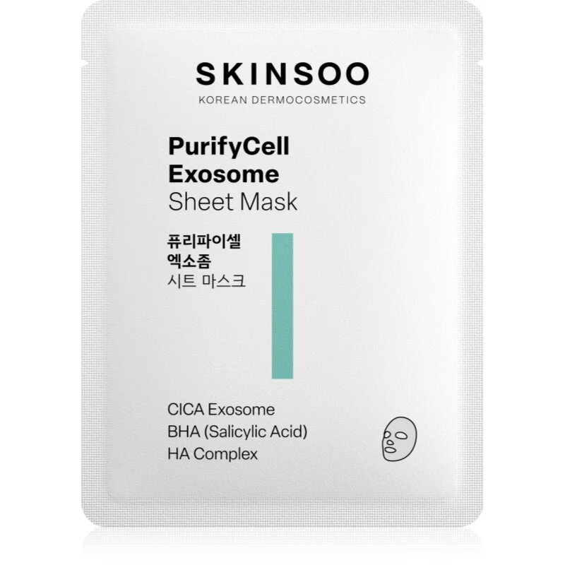 SKINSOO PurifyCell Exosome Sheet Mask pomirjevalna tekstilna maska 22 g
