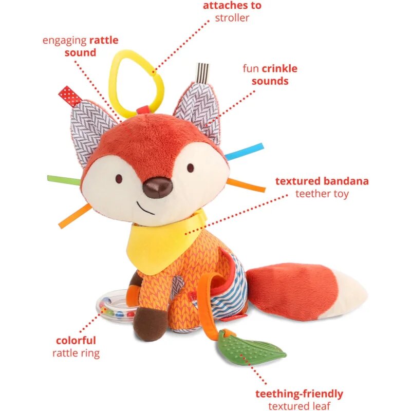 Skip Hop Bandana Buddies Fox aktivnostna igrača z grizljajočim delom za otroke od rojstva 0m+ 1 kos