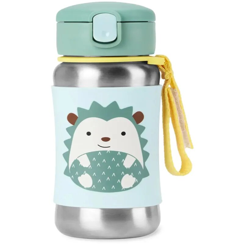Skip Hop Spark Style Straw Bottle steklenica za vodo iz nerjavnega jekla s slamico Hedgehog 12 m+ 1 kos