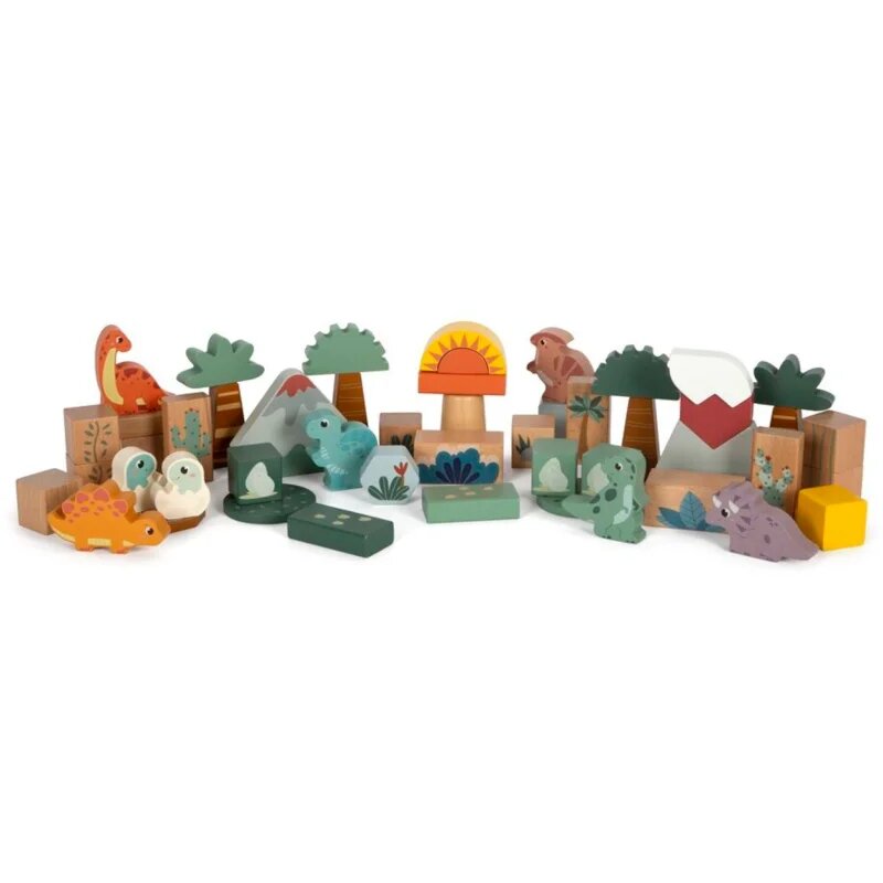 Small foot Wooden Building Blocks Dino aktivnostna igrača iz lesa 12 m+ 34 kos