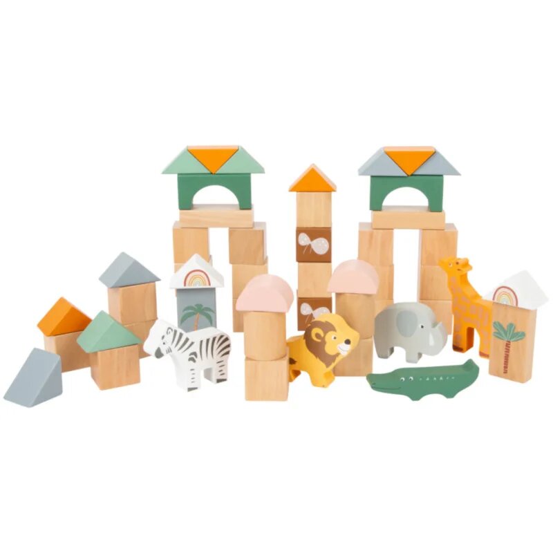 Small foot Wooden Building Blocks Safari aktivnostna igrača iz lesa 12 m+ 50 kos