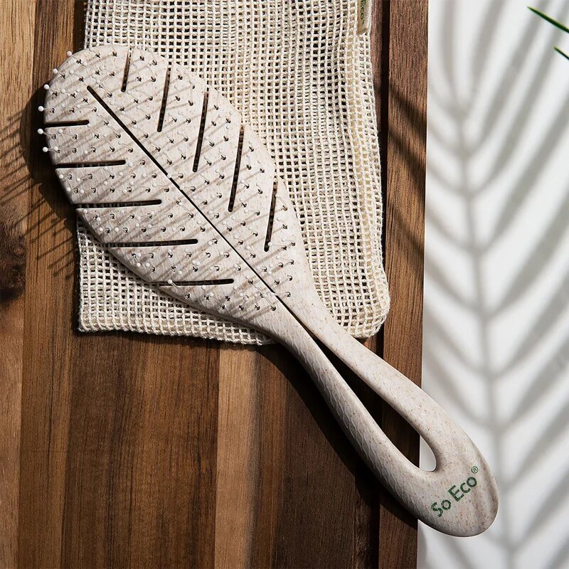 So Eco Biodegradable Detangling Leaf Brush kompostabilna krtača za mokre lase 1 kos