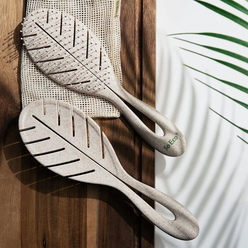 So Eco Biodegradable Detangling Leaf Brush kompostabilna krtača za mokre lase 1 kos