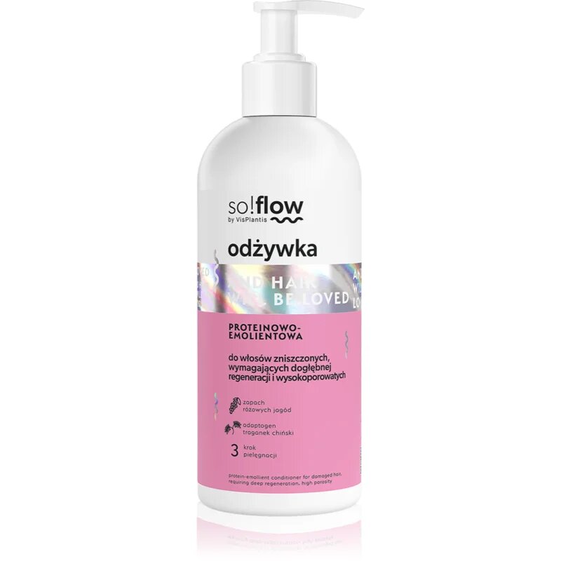 so!flow Damaged Hair Protein-Emollient Conditioner krepilni balzam za poškodovane lase 300 ml