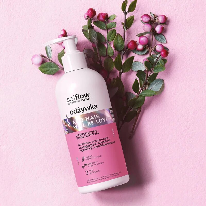 so!flow Damaged Hair Protein-Emollient Conditioner krepilni balzam za poškodovane lase 300 ml