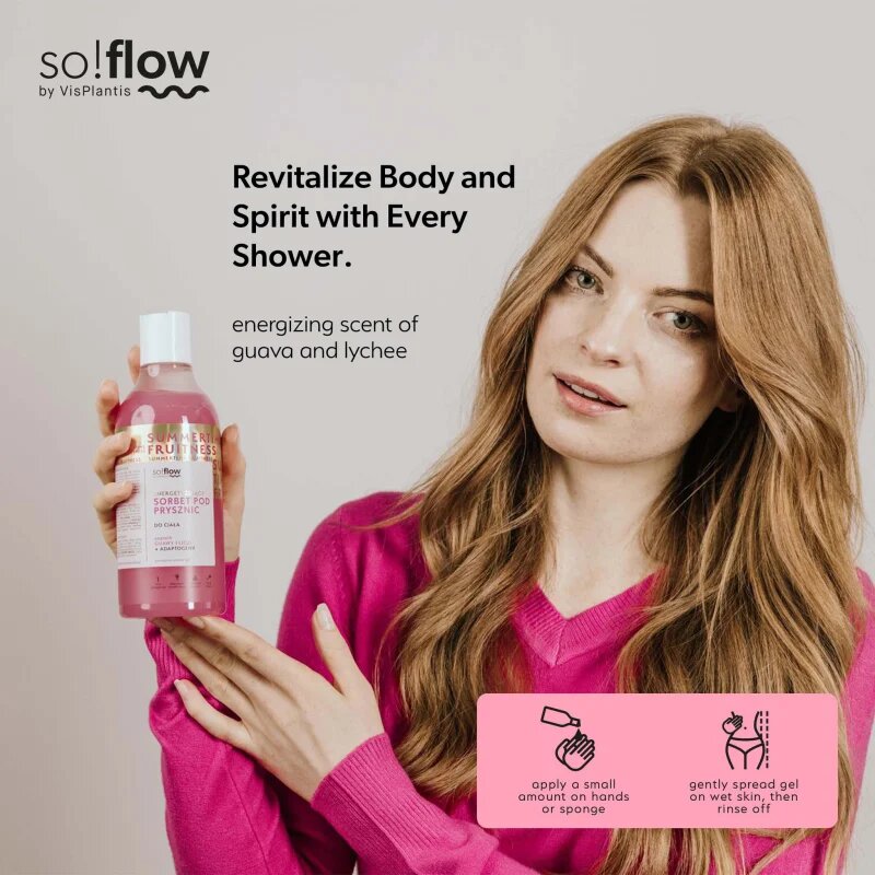 so!flow Energizing Shower Sorbet vlažilni sorbet za telo za tuš Guava Lychee 400 ml