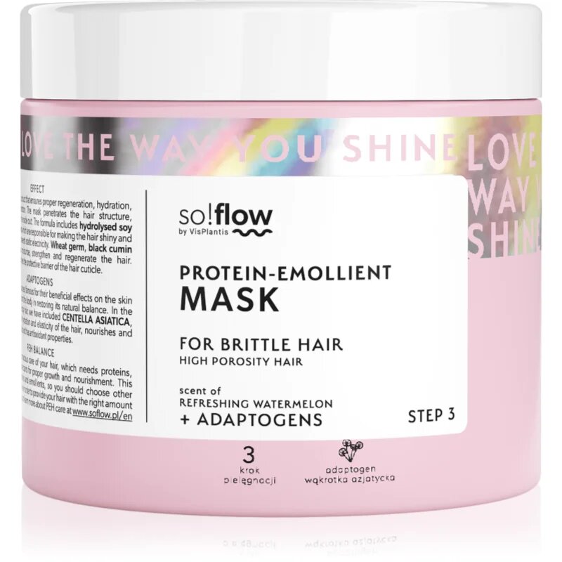 so!flow High Porosity Hair Protein-Emollient Mask maska za okrepitev las za lomljive in izčrpane lase 400 ml