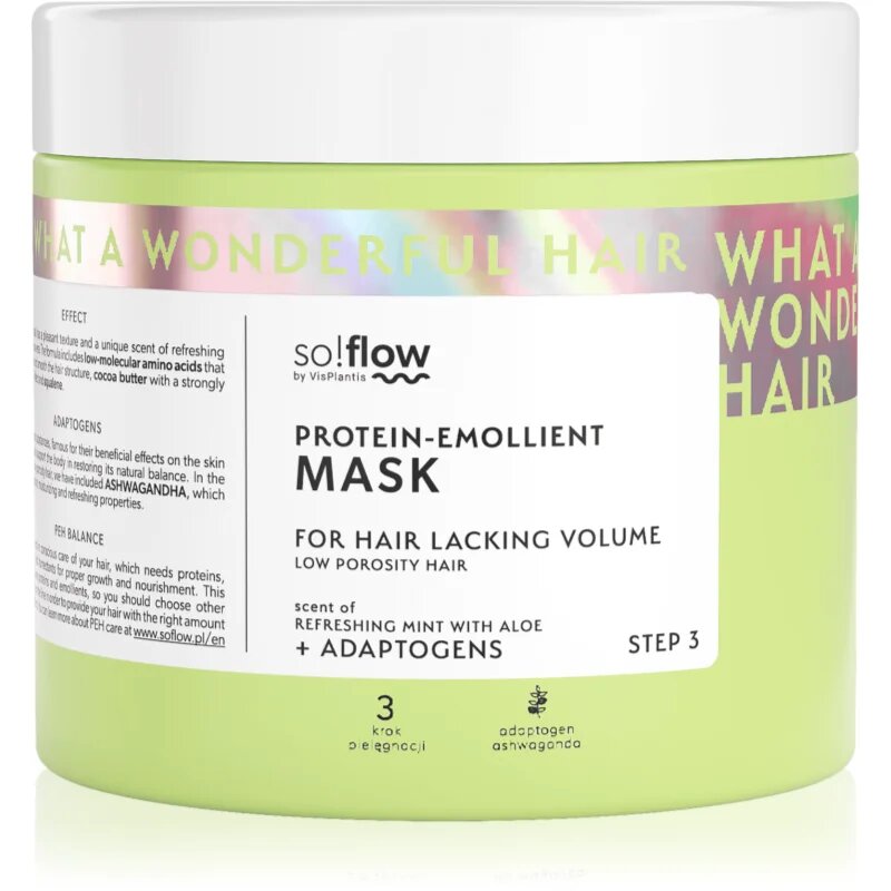 so!flow Low Porosity Hair Protein-Emollient Mask maska za lase brez volumna 400 ml