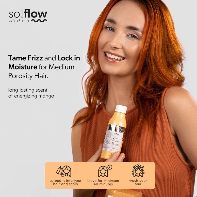 so!flow Medium Porosity Hair Emollient Oil vlažilno olje proti krepastim lasem 150 ml
