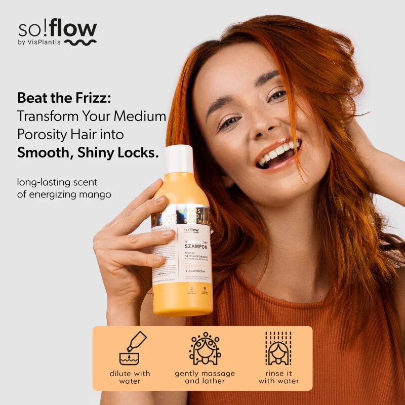 so!flow Medium Porosity Hair Humectant Shampoo šampon za glajenje las proti krepastim lasem 400 ml