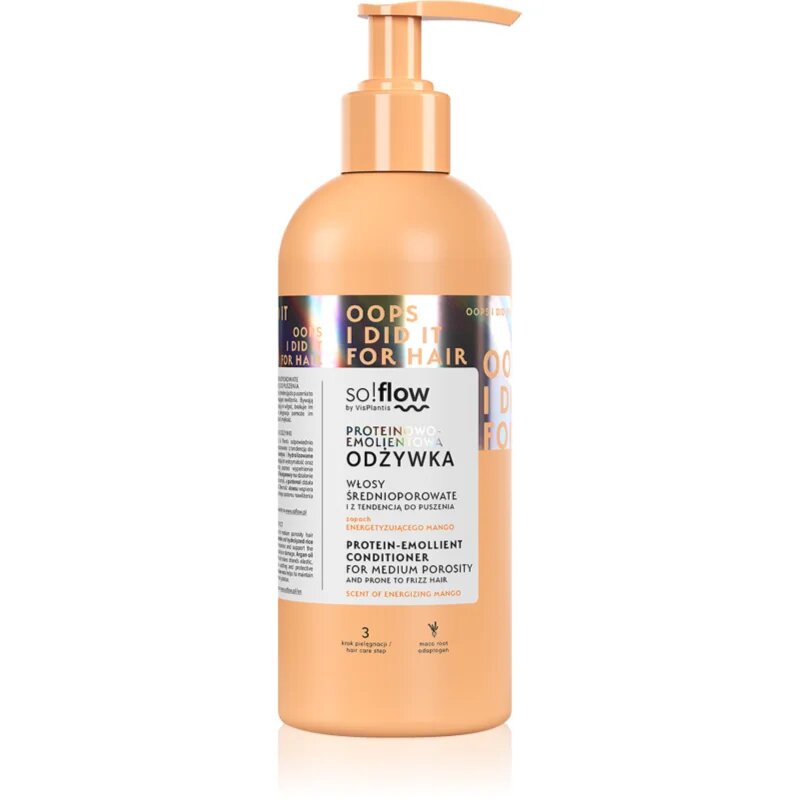 so!flow Medium Porosity Hair Protein-Emollient Conditioner vlažilni in gladilni balzam proti krepastim lasem 400 ml