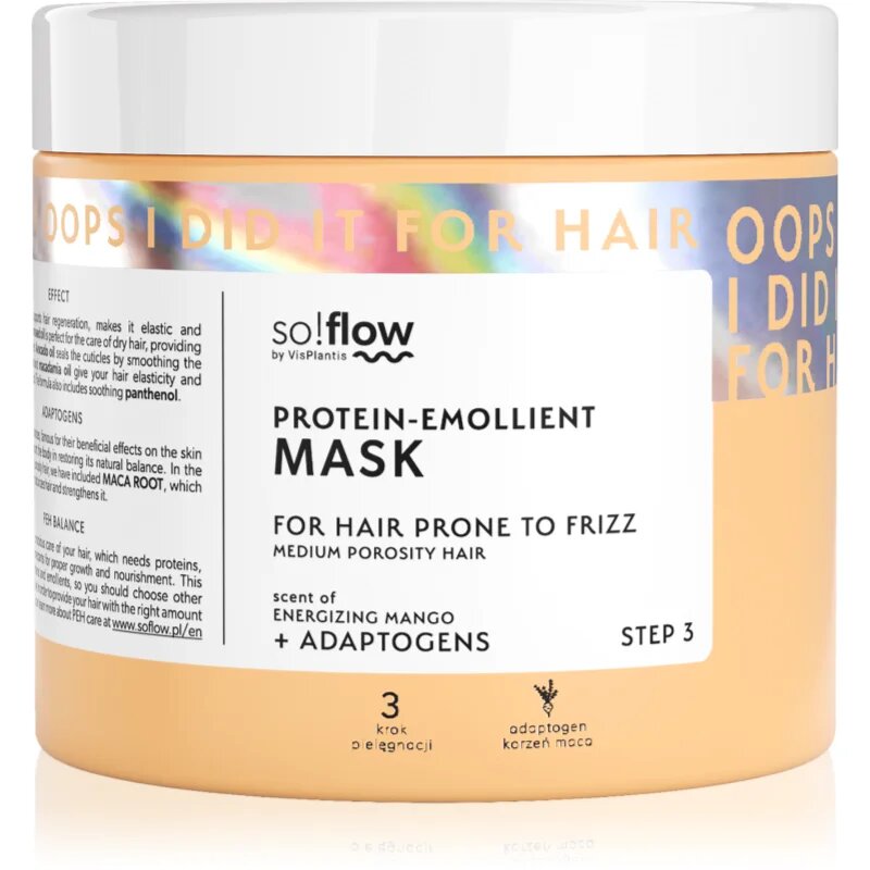 so!flow Medium Porosity Hair Protein-Emollient Mask maska za lase proti krepastim lasem 400 ml