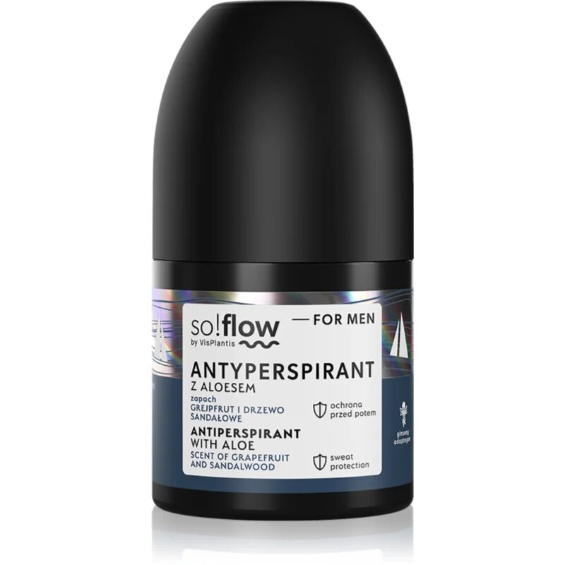 so!flow Men Antiperspirant antiperspirant roll-on za moške Aloe scent of Grapefruit and Sandalwood 50 ml