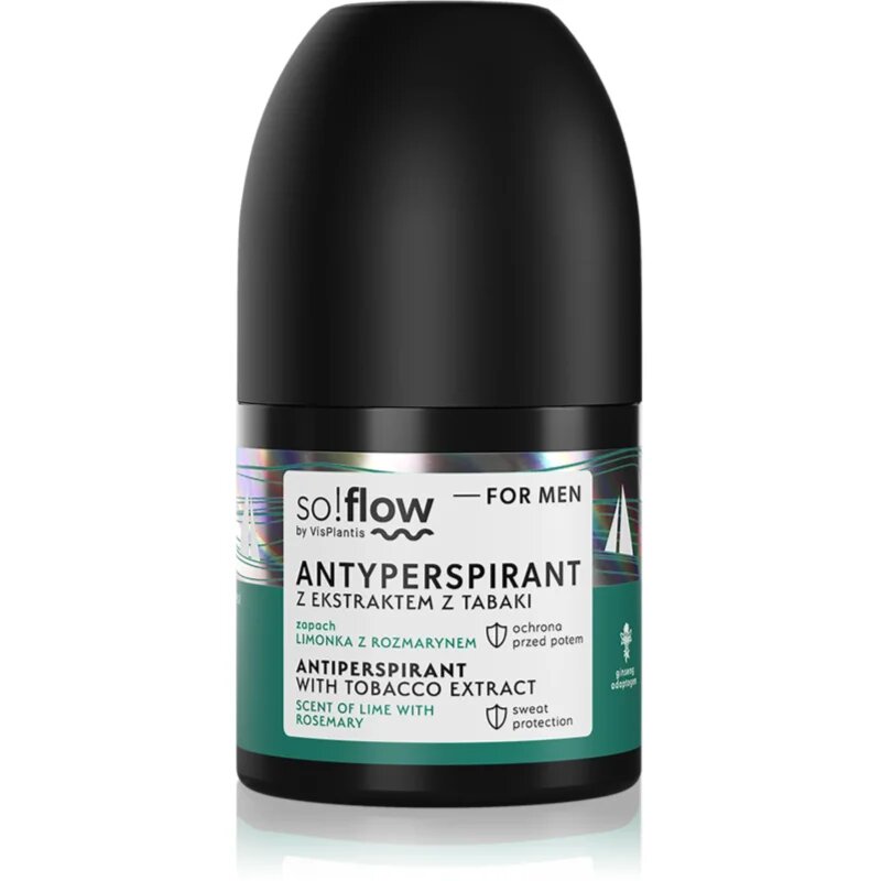 so!flow Men Antiperspirant antiperspirant roll-on za moške Tobacco extract scent of Lime with Rosemary 50 ml