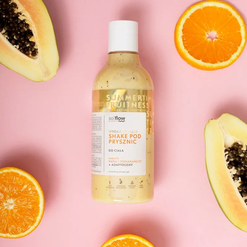 so!flow Smoothing Shower Shake gel za prhanje za vse tipe kože Papaya & Orange 400 ml
