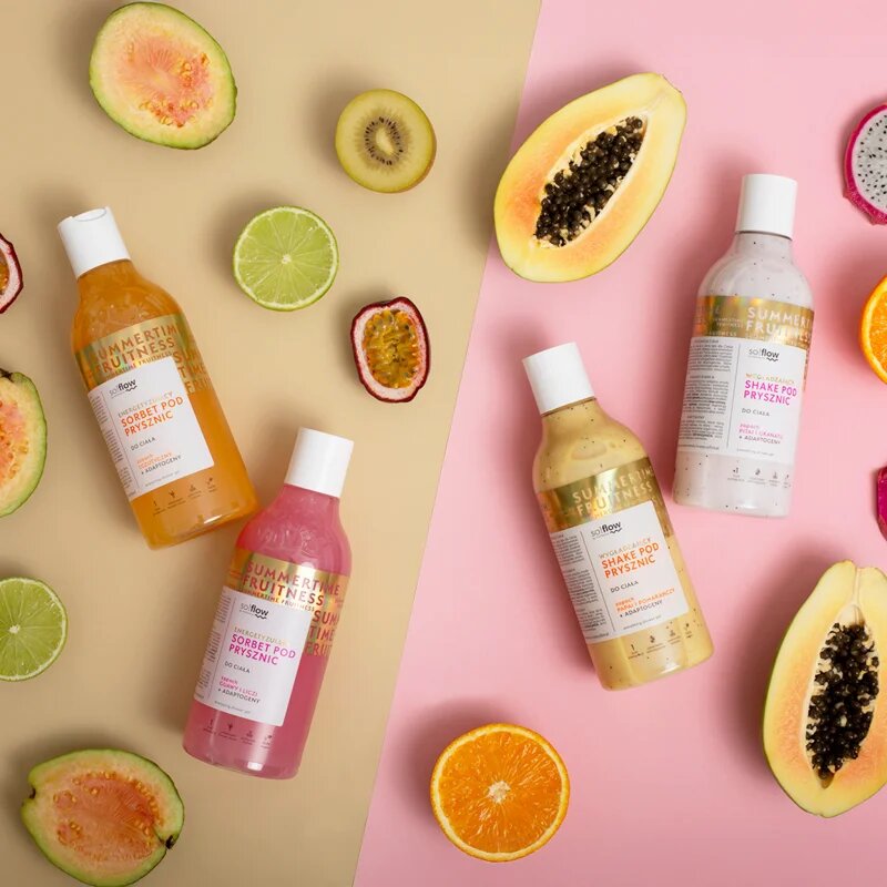 so!flow Smoothing Shower Shake gel za prhanje za vse tipe kože Papaya & Orange 400 ml