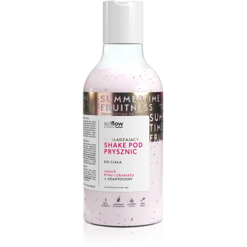 so!flow Smoothing Shower Shake gel za prhanje za vse tipe kože Pithaja & Pomegranate 400 ml