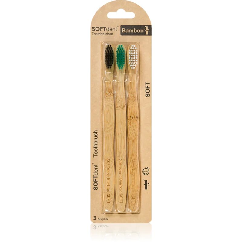 SOFTdent Bamboo Soft - 3 pack bambusova zobna ščetka 3 kos