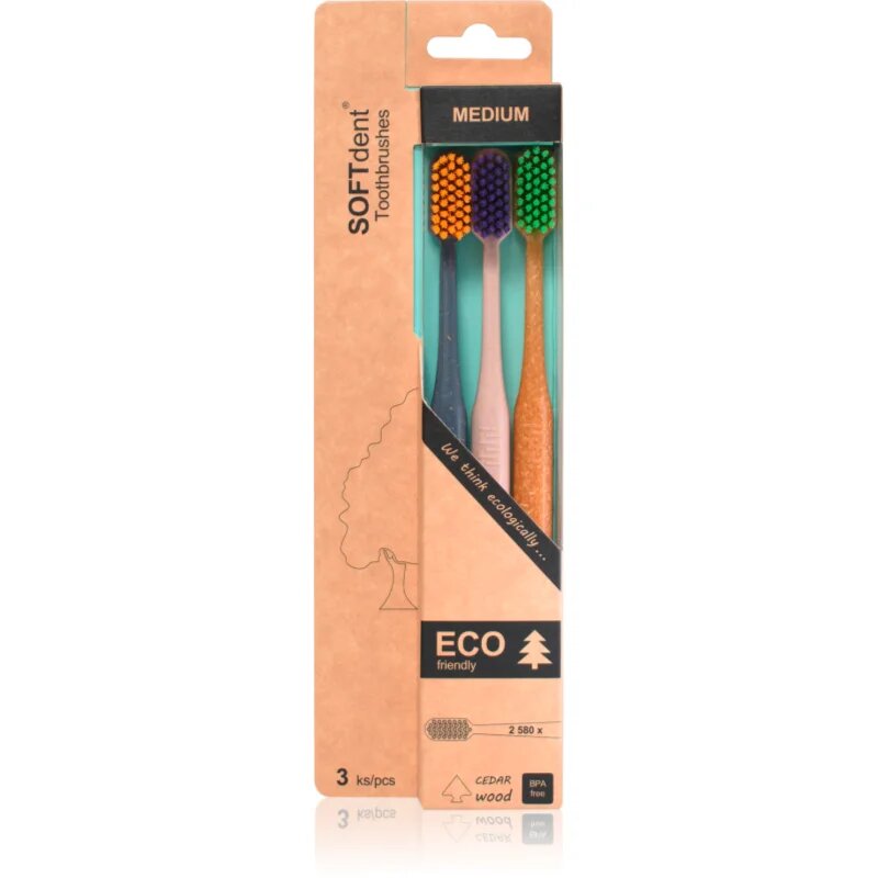 SOFTdent ECO Medium zobna ščetka 3 kos