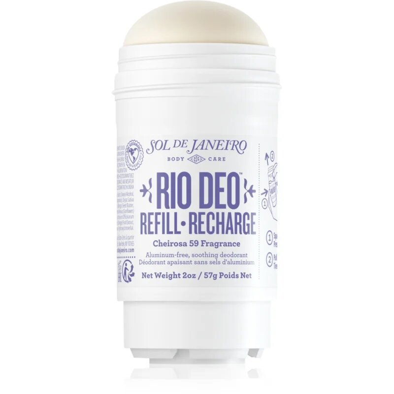 Sol de Janeiro Rio Deo Aluminium-Free Deodorant Cheirosa 59 trdi deodorant brez aluminijevih soli nadomestno polnilo 57 ml