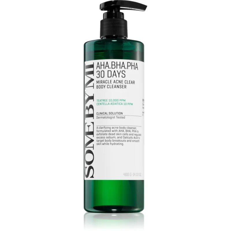 Some By Mi AHA∙BHA∙PHA 30 Days Miracle Acne Clear Body Cleanser penasti čistilni gel za problematično in mastno kožo 400 g
