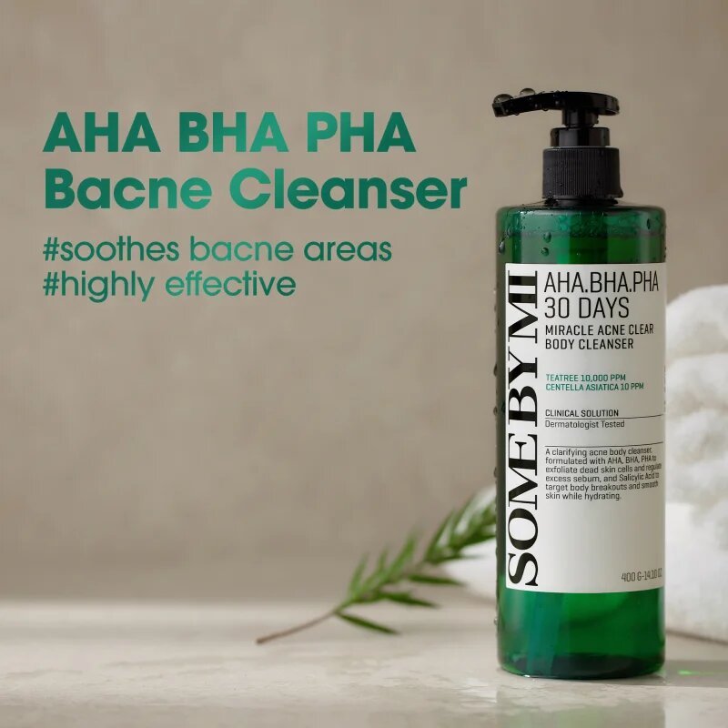 Some By Mi AHA∙BHA∙PHA 30 Days Miracle Acne Clear Body Cleanser penasti čistilni gel za problematično in mastno kožo 400 g