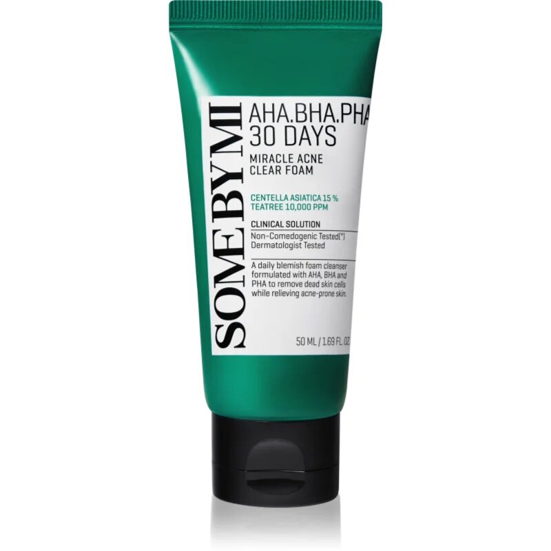 Some By Mi AHA∙BHA∙PHA 30 Days Miracle Acne Clear Foam globinsko čistilna pena za problematično kožo akne 50 ml