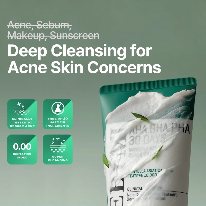 Some By Mi AHA∙BHA∙PHA 30 Days Miracle Acne Clear Foam globinsko čistilna pena za problematično kožo akne 50 ml