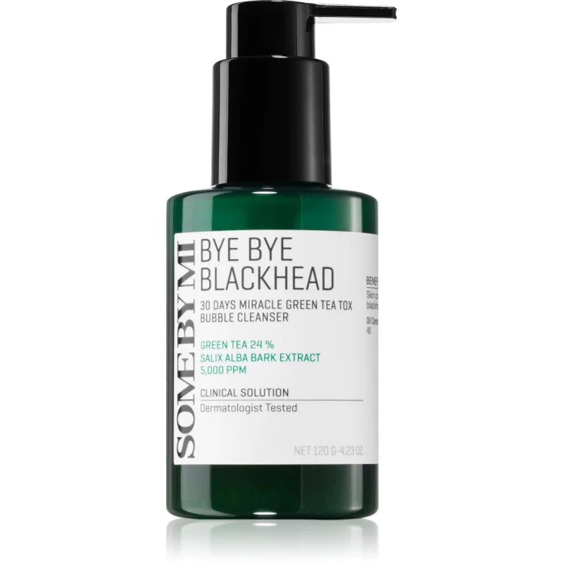 Some By Mi Bye Bye Blackhead 30 Days Miracle Green Tea Tox Bubble Cleanser aktivna čistilna pena proti črnim pikicam 120 g