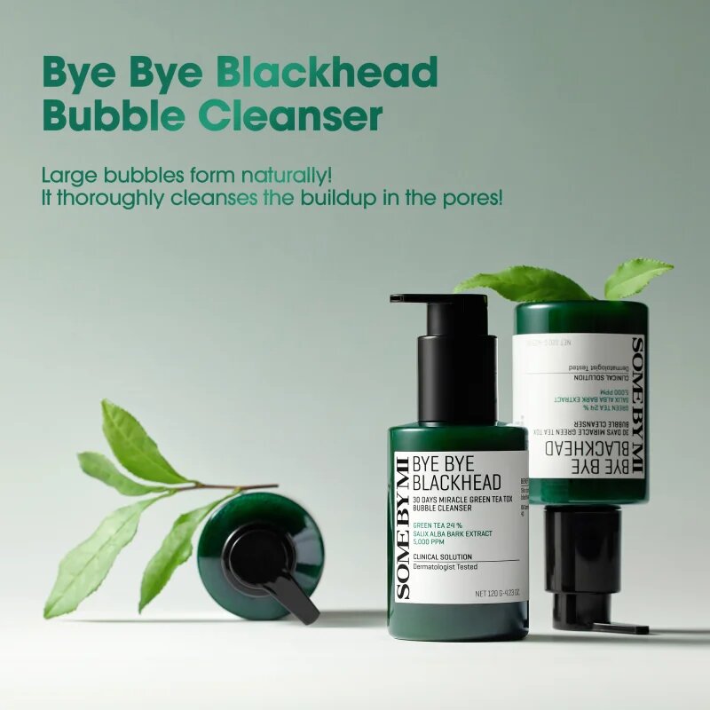 Some By Mi Bye Bye Blackhead 30 Days Miracle Green Tea Tox Bubble Cleanser aktivna čistilna pena proti črnim pikicam 120 g
