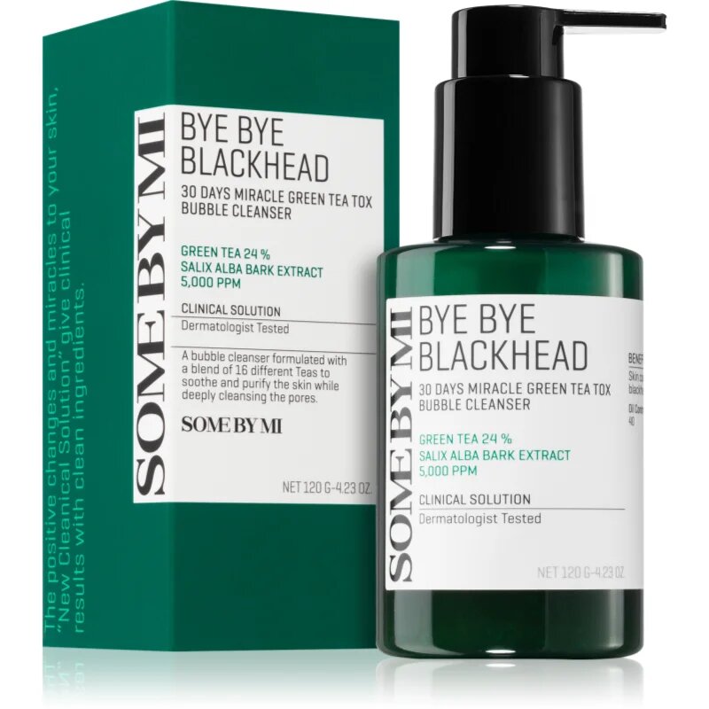 Some By Mi Bye Bye Blackhead 30 Days Miracle Green Tea Tox Bubble Cleanser aktivna čistilna pena proti črnim pikicam 120 g
