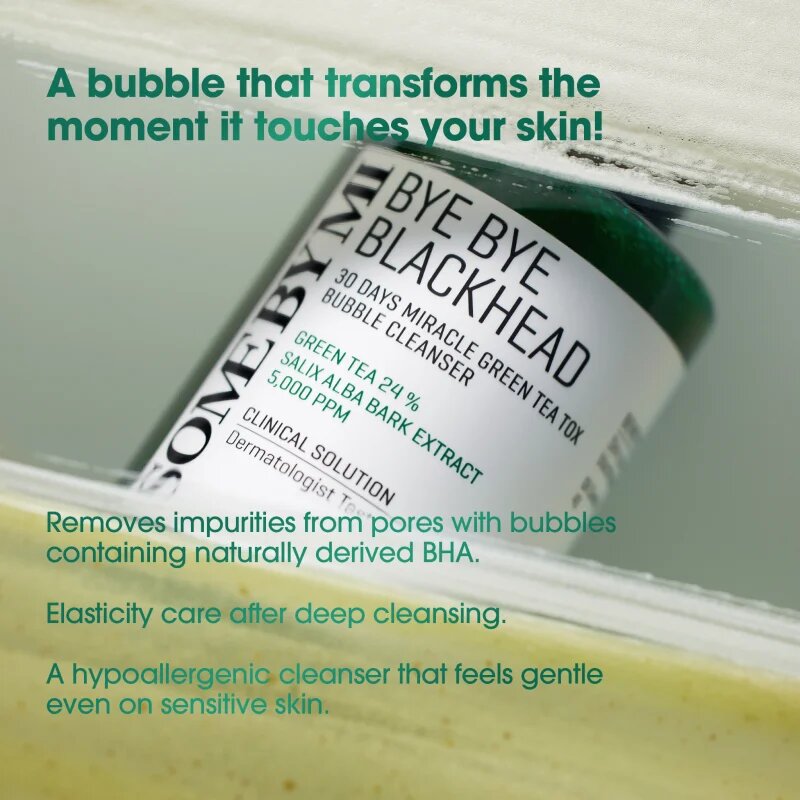 Some By Mi Bye Bye Blackhead 30 Days Miracle Green Tea Tox Bubble Cleanser aktivna čistilna pena proti črnim pikicam 120 g