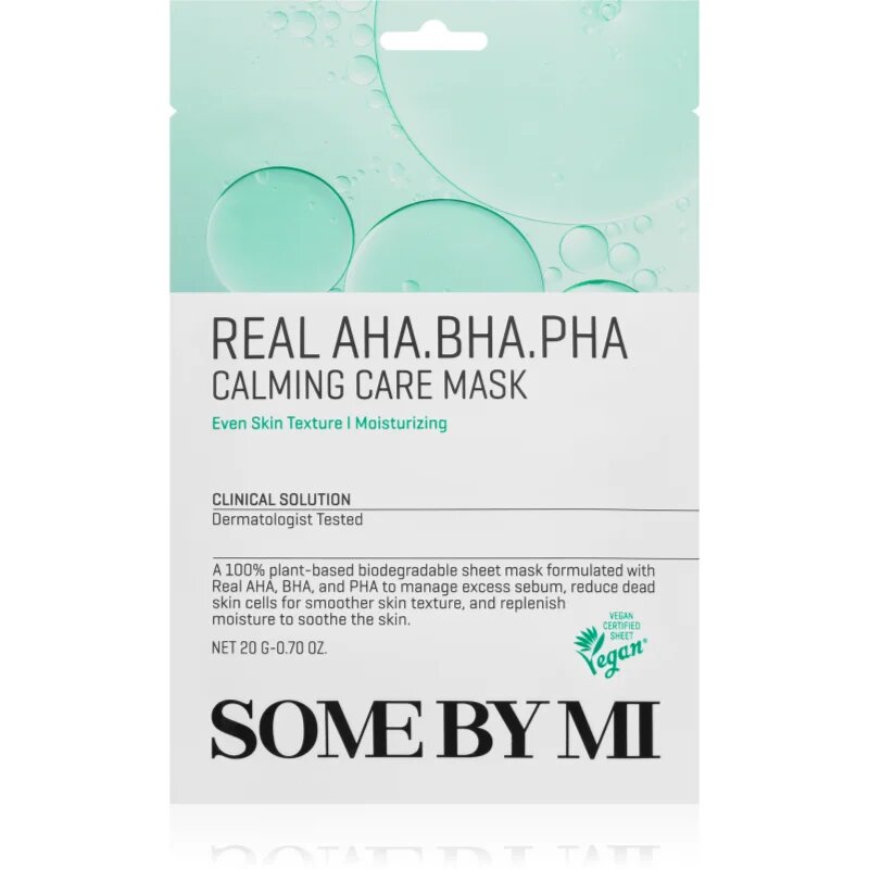 Some By Mi Clinical Solution AHA∙BHA∙PHA Calming Care Mask pomirjevalna tekstilna maska za problematično kožo 20 g