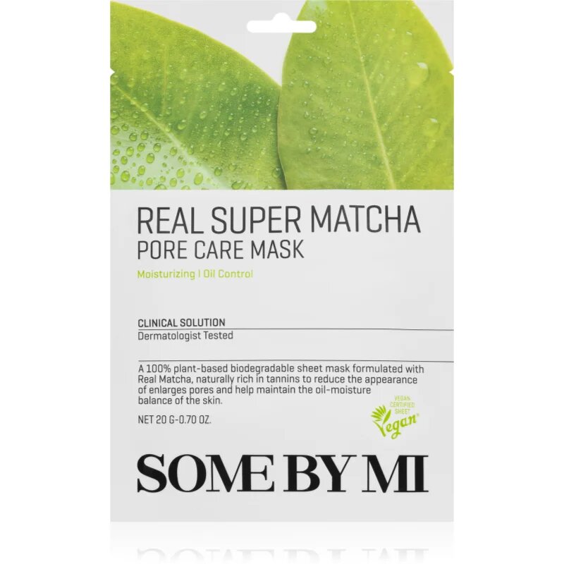 Some By Mi Clinical Solution Super Matcha Pore Care Mask negovalna maska iz platna za zmanjšanje por in mat videz kože 20 g