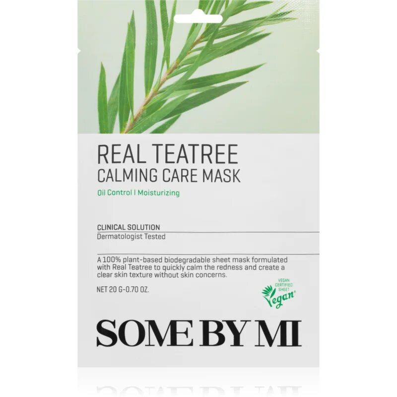 Some By Mi Clinical Solution Teatree Calming Care Mask pomirjevalna tekstilna maska za problematično kožo akne 20 g