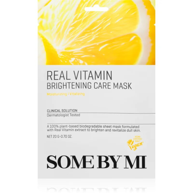 Some By Mi Clinical Solution Vitamin Brightening Care Mask revitalizacijska maska iz platna z antioksidacijskim učinkom 20 g
