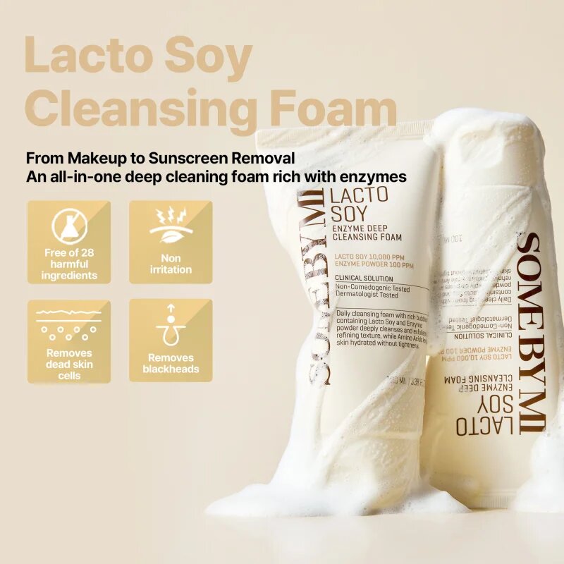 Some By Mi Lacto Soy Enzyme Deep Cleansing Foam globinsko čistilna pena s pomirjajočim učinkom 100 ml