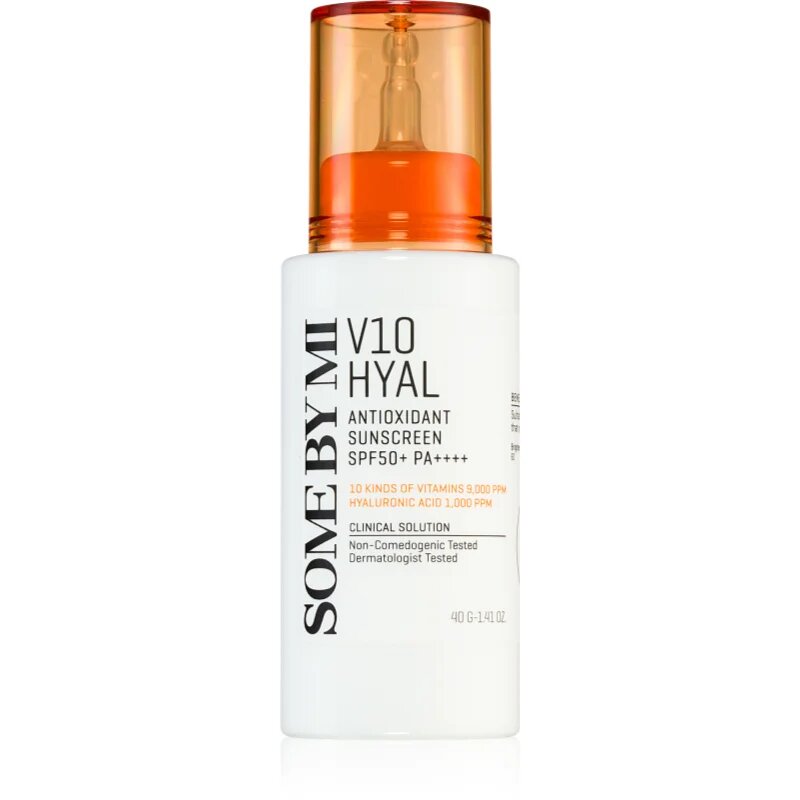Some By Mi V10 Hyal Antioxidant Sunscreen intenzivna pomirjajoča in zaščitna krema SPF 50+ 40 ml